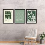 Kit 3 Quadros Matisse Picasso Bauhaus Verde