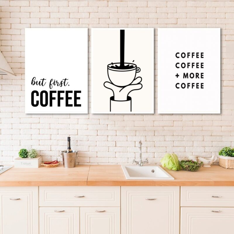 Kit 3 Quadros Minimalistas Café - Coffee B