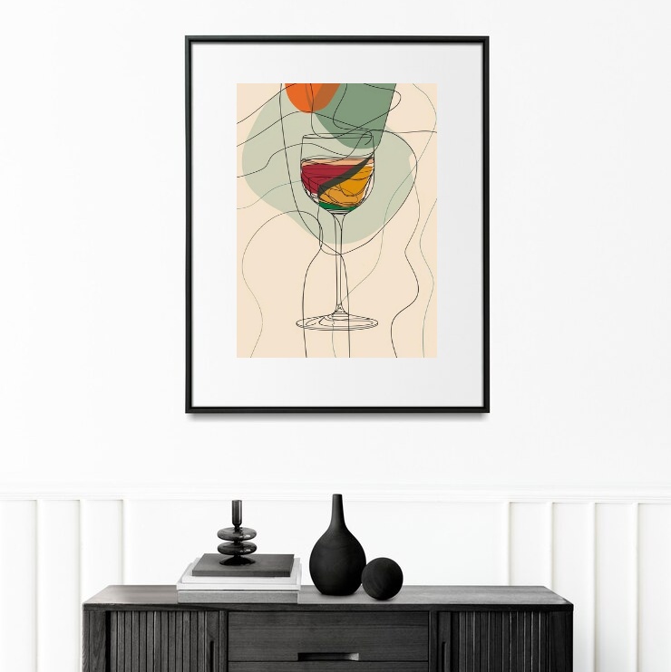 Quadro Arte Abstrata Vinho - 60x48 Cm