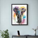 Quadro Arte Aquarela Elefante