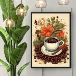 Quadro Arte Xícara De Café Com Flores