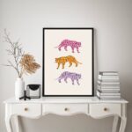 Quadro Boho Trio Leopardos Coloridos