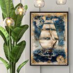 Quadro Decorativo Arte Veleiro Vintage