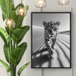 Quadro Decorativo Leopardo Preto e Branco