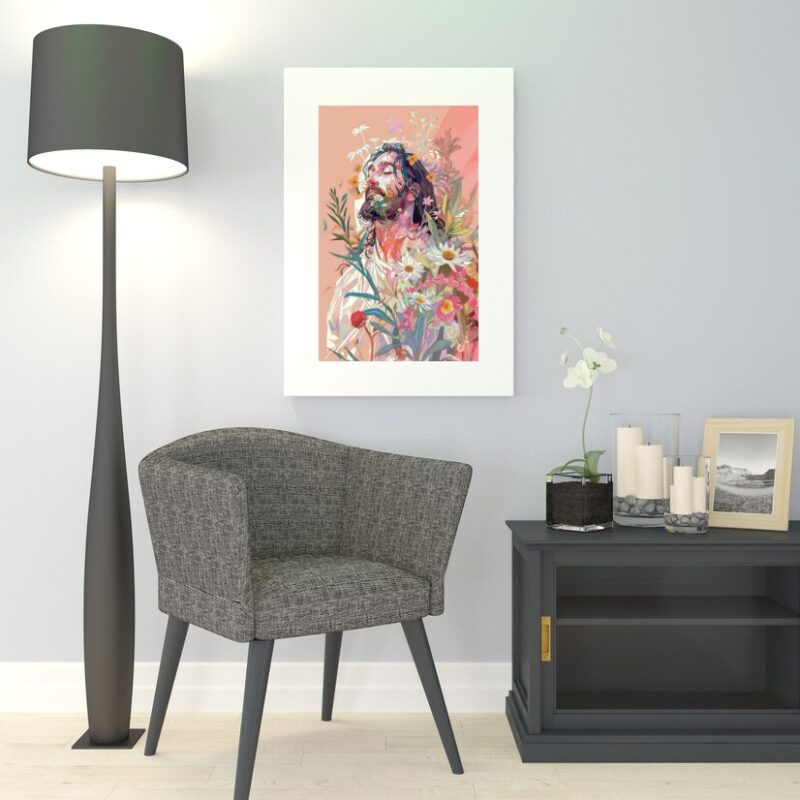 Quadro Jesus Floral - 60x48 Cm B