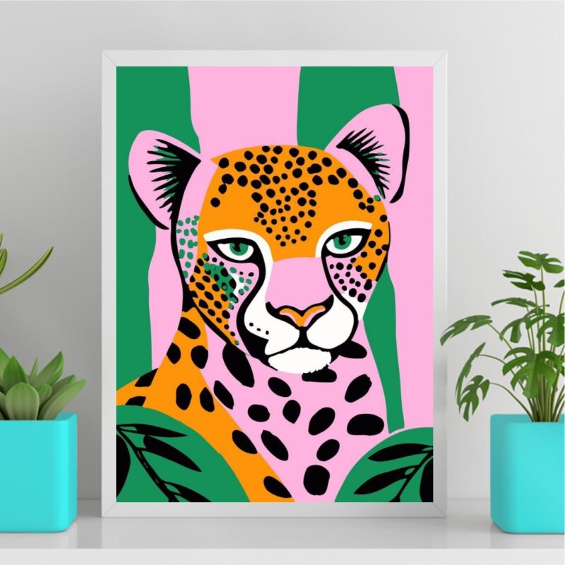 Quadro Leopardo Colorido - Fashion B