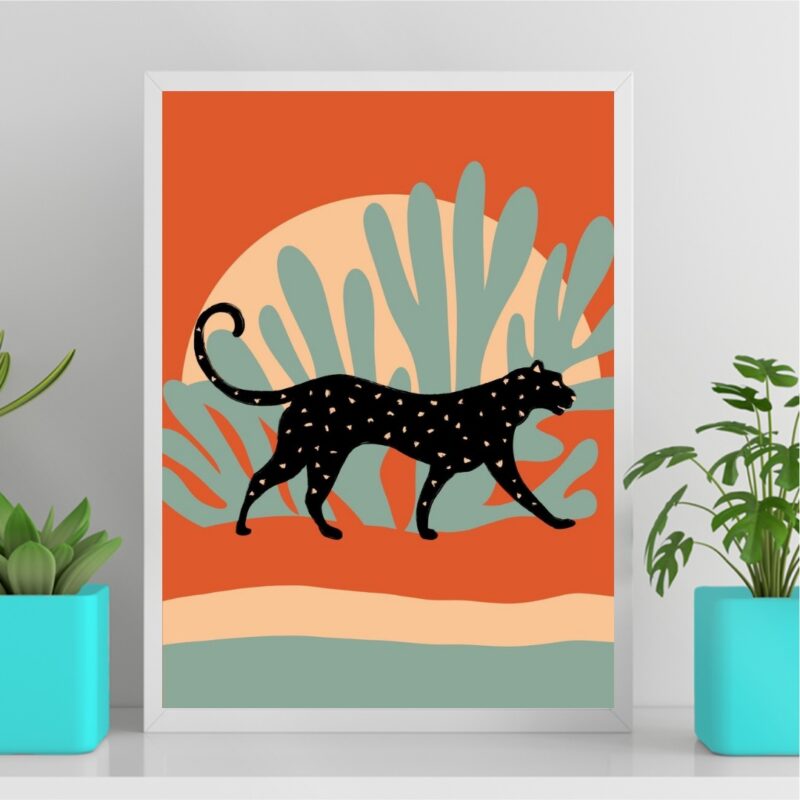 Quadro Paisagem Boho - Leopardo B