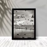 Quadro Praia Preto e Branco - Pássaros