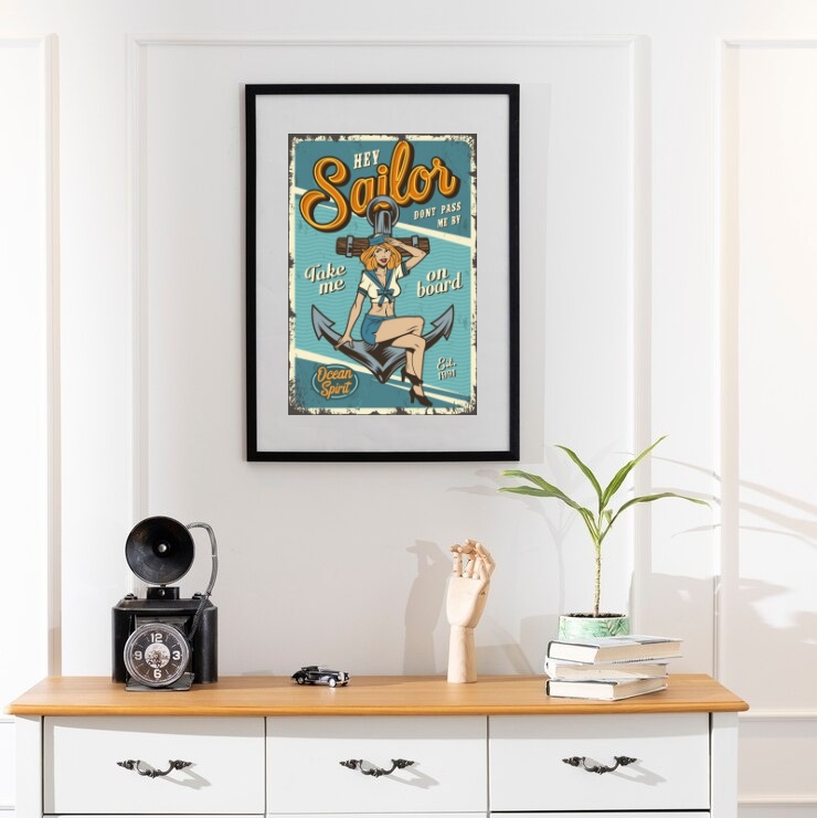 Quadro Vintage Marinheira - 60x48 Cm