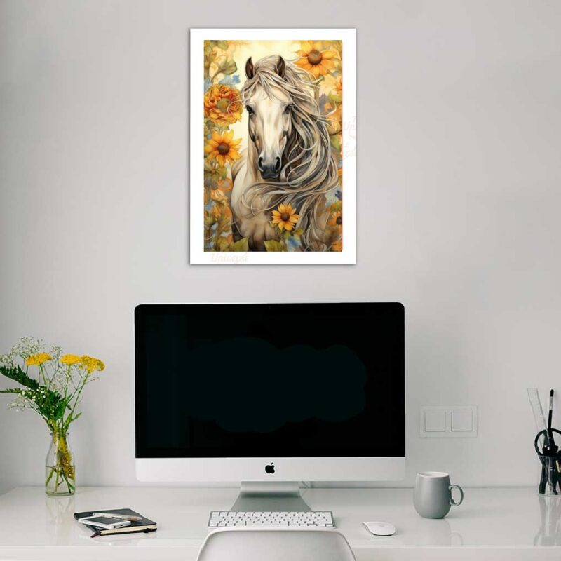 Quadro Cavalo Com Girassóis B