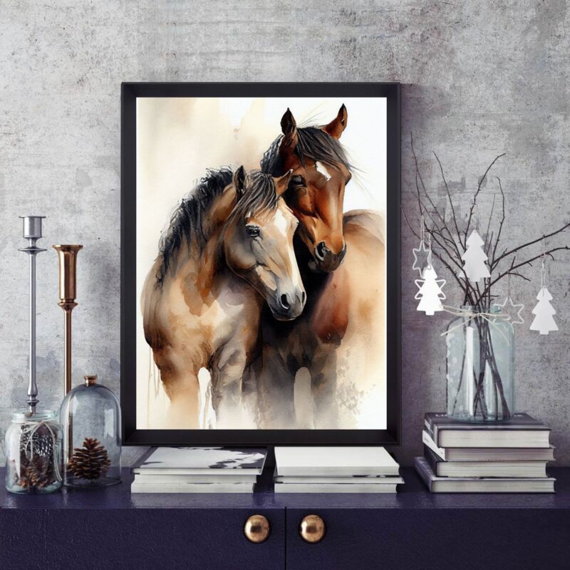 Quadro Decorativo Casal De Cavalos