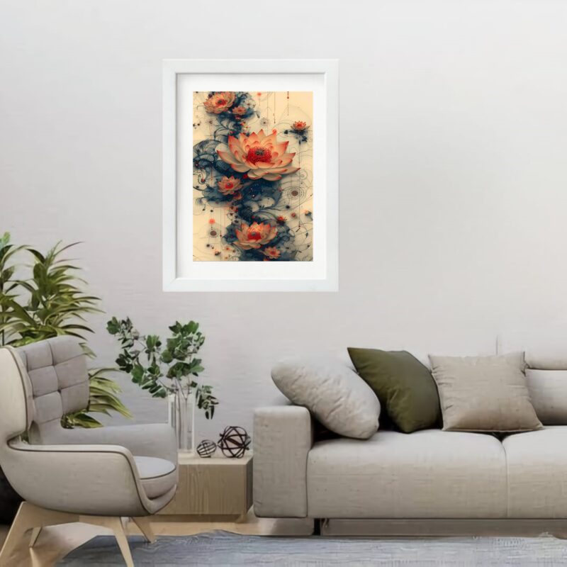 Quadro Decorativo Flor de Lotus 60x48cm