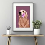 Quadro Golden Retriever Flor - 60x48 Cm