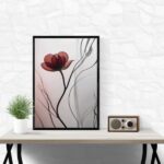 Quadro Moderno Flor Vinho