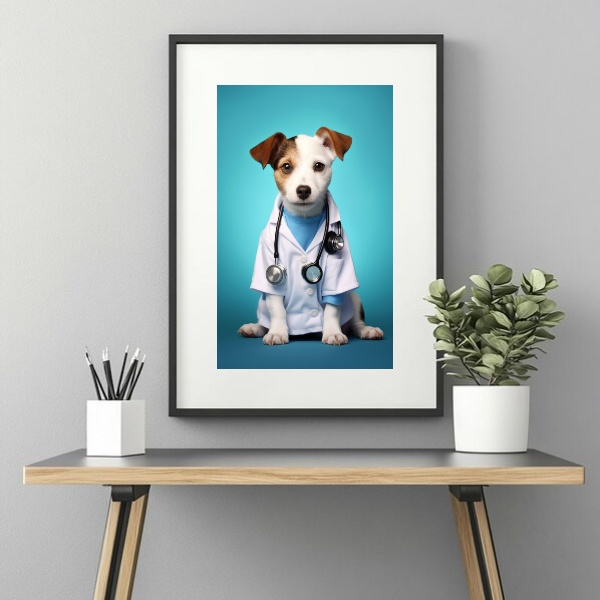 Quadro Veterinária Cachorrinho - 60x48 Cm