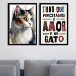 Kit 2 Quadros Amor e Um Gato