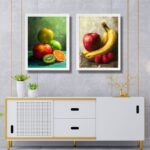 Kit 2 Quadros Cozinha - Arte Frutas