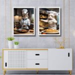 Kit 2 Quadros Cozinha Gatos Chefs