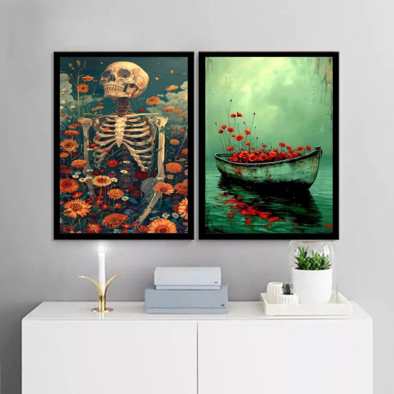 Kit 2 Quadros Decorativos da Morte Surge a Vida