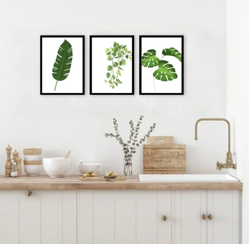 Kit 3 Quadros Decorativos Minimalistas Plantas b