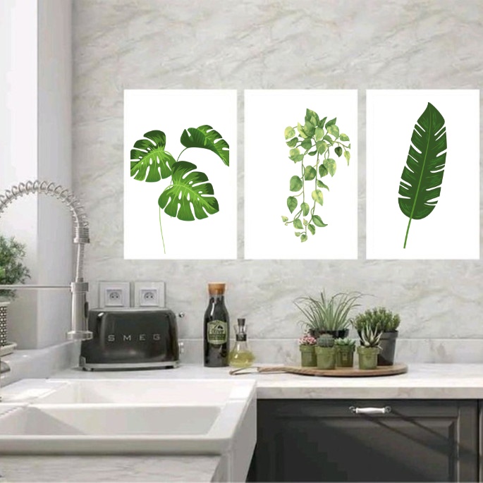 Kit 3 Quadros Decorativos Minimalistas Plantas