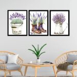 Kit 3 Quadros Jardim - Lavanda