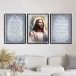 Kit 3 Quadros Jesus Aquarela - Salmos