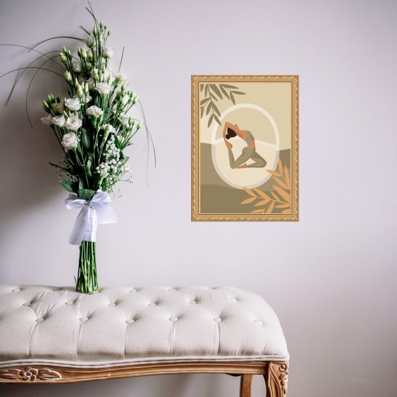 Quadro Decorativo Moldura Dourada Yoga b