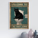 Quadro Divertido Banheiro Gato - Fart Zone