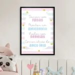 Quadro Infantil Fadas Unicórnios Sereia