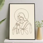 Quadro Jesus One Line - Marrom