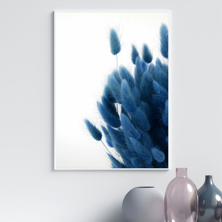 Quadro Linha Soft Azul - Flores