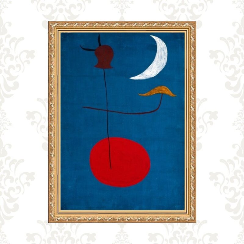 Quadro Moldura Dourada Arte Miró