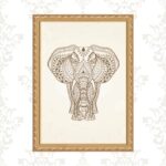 Quadro Moldura Dourada Elefante Indiano