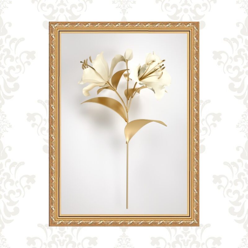 Quadro Moldura Dourada Flor Ouro