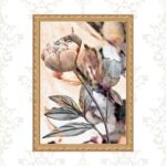 Quadro Moldura Dourada Flor Rosada