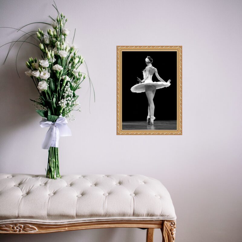 Quadro Moldura Dourada Fotografia Bailarina b