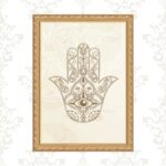 Quadro Moldura Dourada Hamsa Indiano