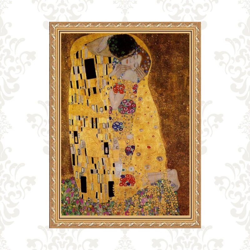 Quadro Moldura Dourada Klimt - Beijo