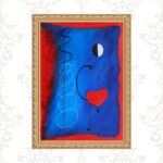 Quadro Moldura Dourada Miró - Coração