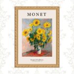 Quadro Moldura Dourada Monet - Girassóis