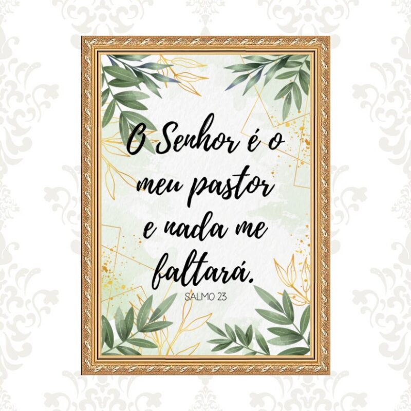 Quadro Moldura Dourada O Senhor é Meu Pastor