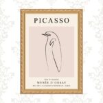 Quadro Moldura Dourada Picasso - Pinguim