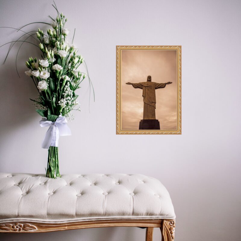 Quadro Moldura Dourada Rio De Janeiro - Cristo b