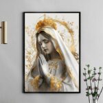 Quadro Nossa Senhora Fátima Branco e Ouro