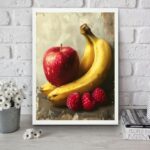 Quadro Para Cozinha Arte Maçã e Banana