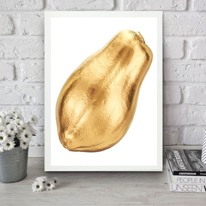 Quadro Para Cozinha Mamão Dourado