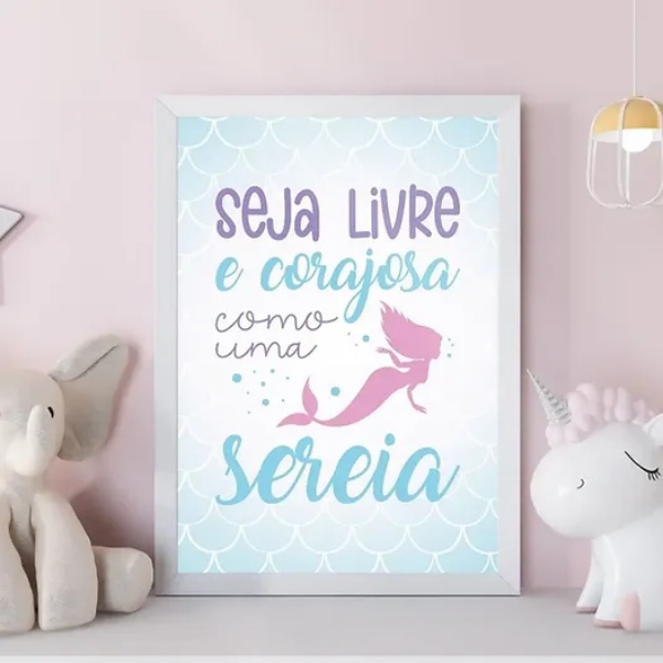 Quadro Sereia - Seja Livre e Corajosa