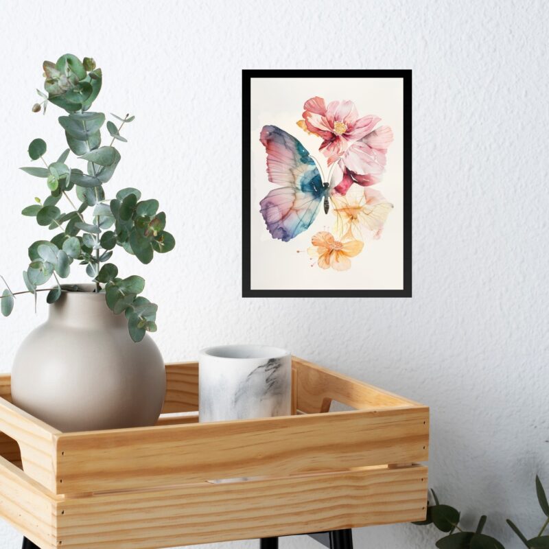 Quadro Decorativo Arte Borboleta Asa Flores b