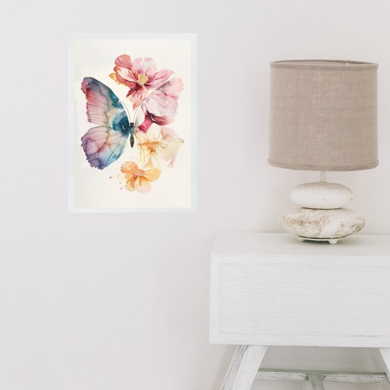 Quadro Decorativo Arte Borboleta Asa Flores